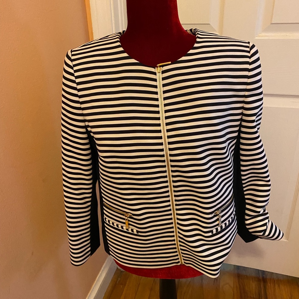 IVANKA TRUMP jacket. Black and white stripes. Size 10.